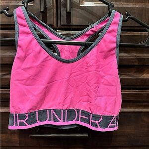 Under Armour Women's Pink Sports Bra small to medium pit to pit 11in